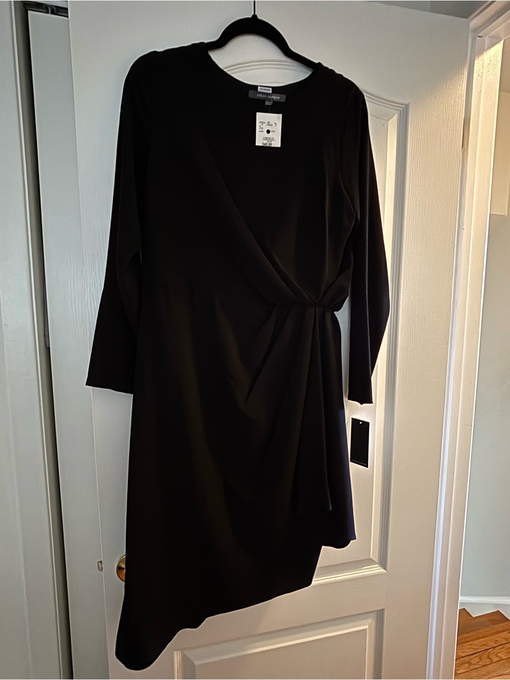 julia jordan Black Long-Sleeve Wrap Dress with Side Tie